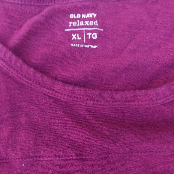 Old Navy Size XL Red Black Stripe Short Sleeve Shirt - Picture 3 of 6